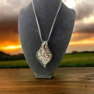 Glass Art Inspired By Murano Pendant On A Thin Black Cord